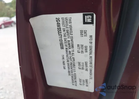 2001 Buick Century Custom from USA, damaged, VIN 2G4WS52J711318206